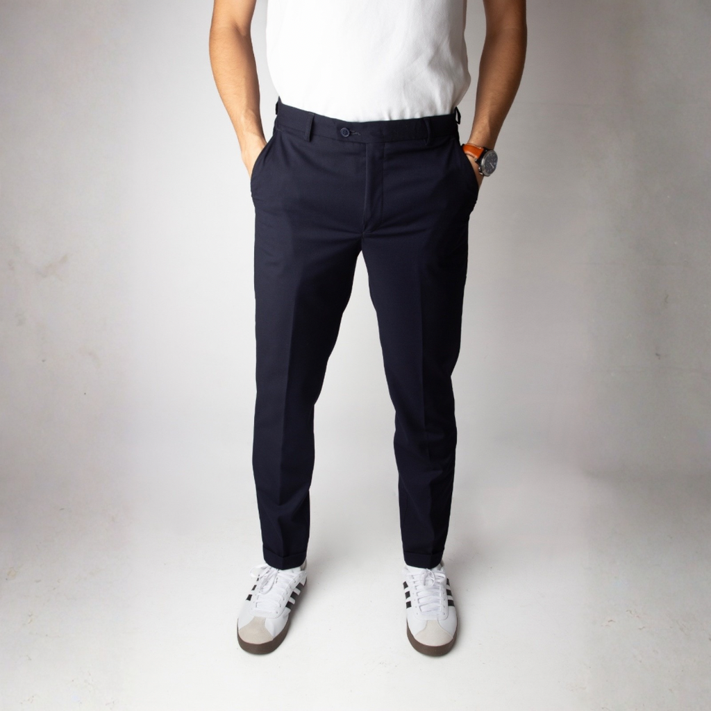 Slim fit classic pants navy blue