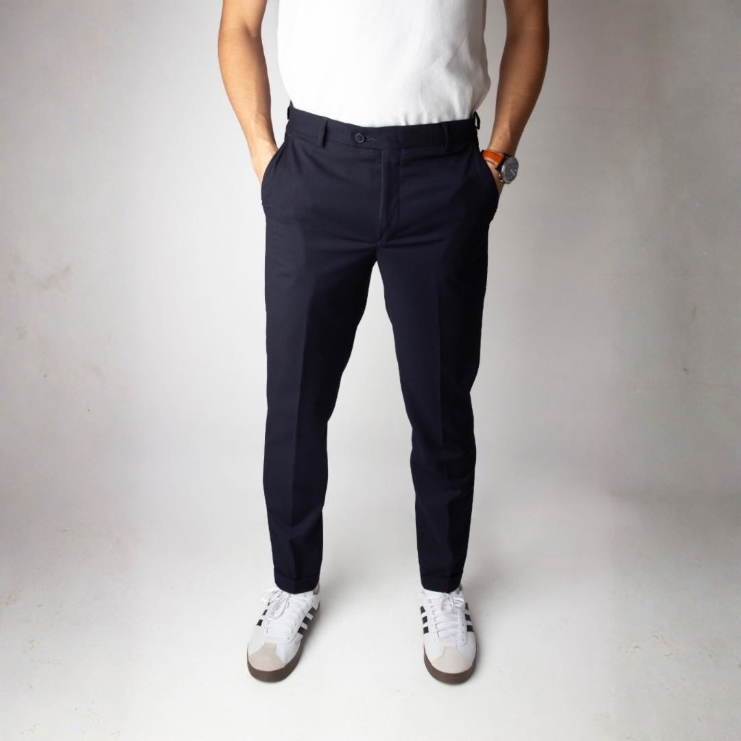 Slim fit classic pants navy blue
