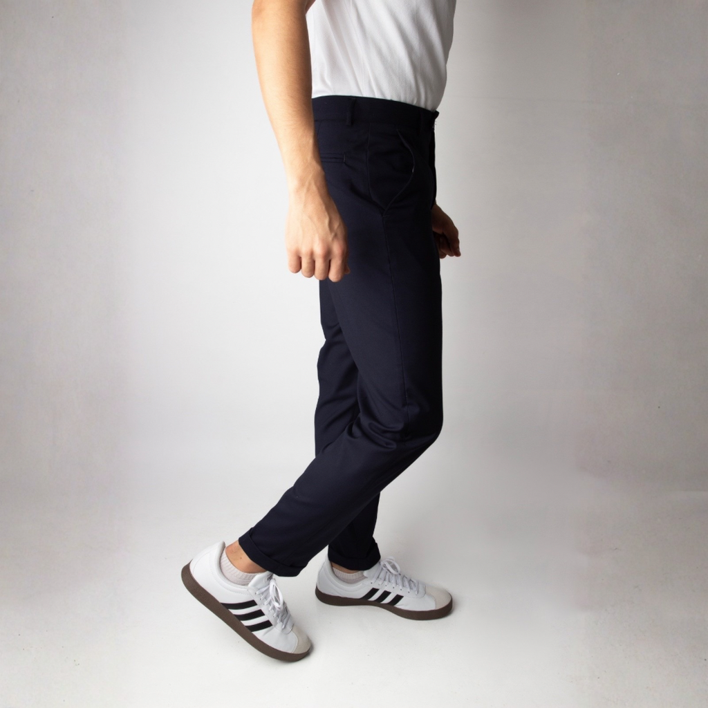 Slim fit classic pants navy blue
