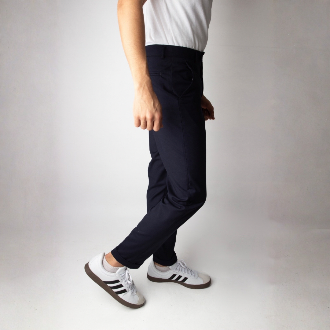 Slim fit classic pants navy blue