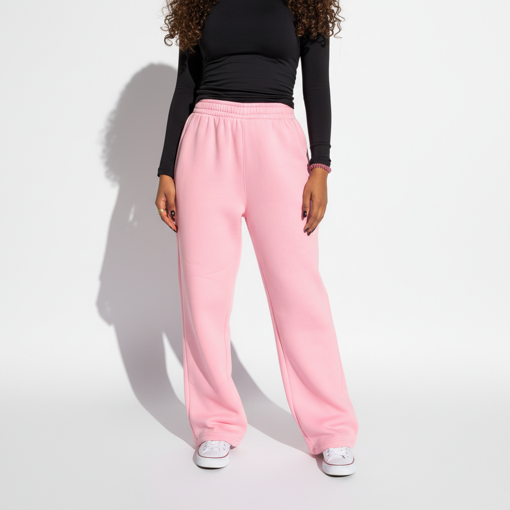 Pink sweatpants wideleg