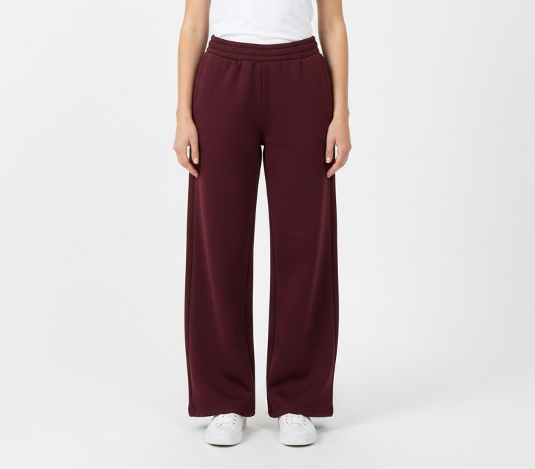 Burgundy sweatpants wideleg