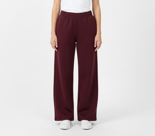 Burgundy sweatpants wideleg