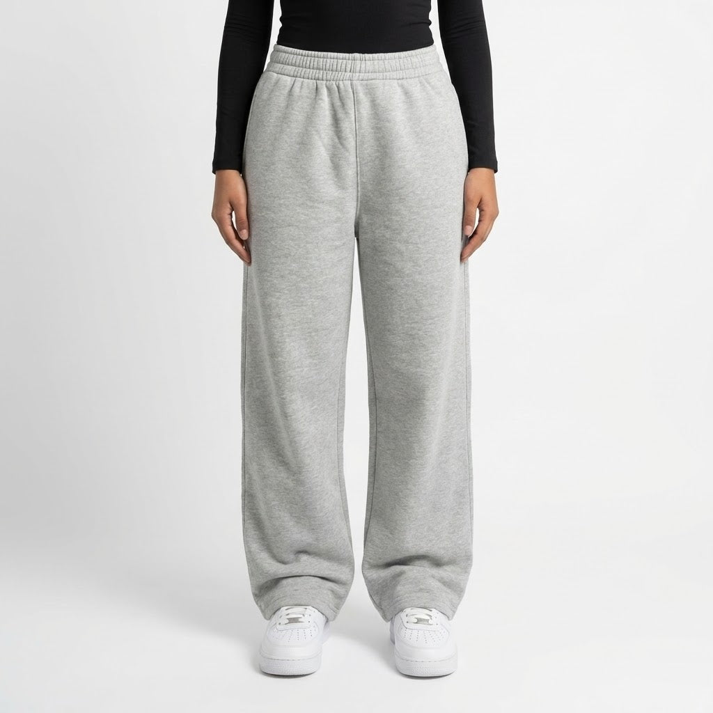 بنطال رياضي رمادي بأرجل واسعة