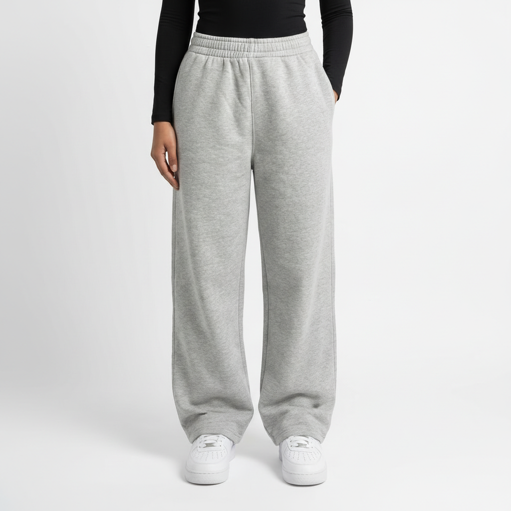 بنطال رياضي رمادي بأرجل واسعة